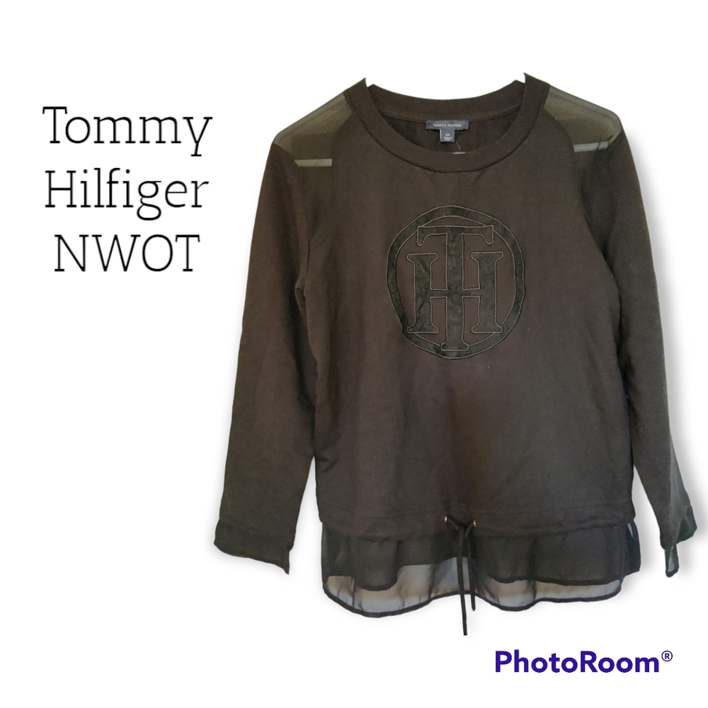 Tommy Hilfiger crop logo sweatshirt women's Size small